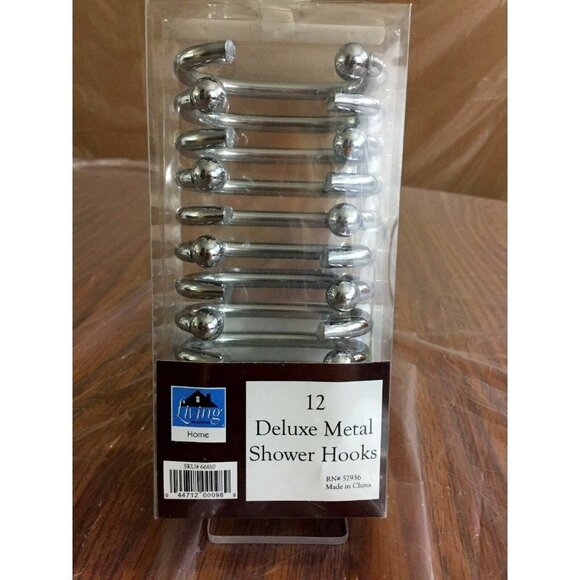 Deluxe Metal Shower Hooks 12 Silver Colored Metal Ball Hooks Living Home New - Picture 6 of 6